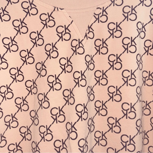 Calvin Klein Dusty Pink Logo Ribbed Crewneck - Picture 3 of 5